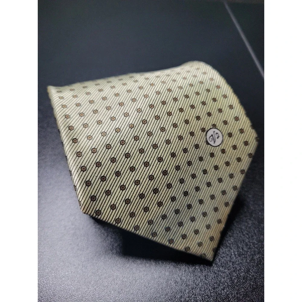 Versace Men's Necktie Gold Geometric Silk 3.75